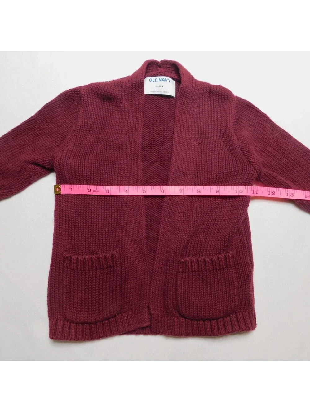 Old Navy Baby Toddler Knit Cardigan Sweater 18-24M Burgundy Maroon Open Front